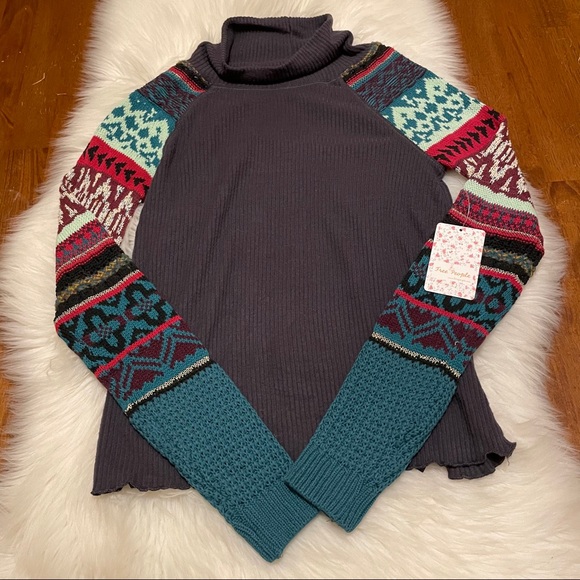 NWT Free People Prism Sweater Sleeve Top XS - Picture 3 of 6
